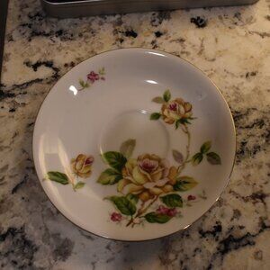 Set of (5) Lynmore Fine China Golden Rose Teacup Saucers